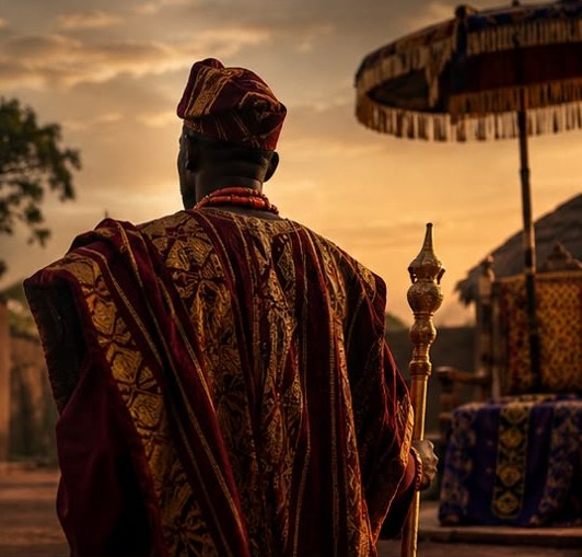 The king surveys his court at dusk